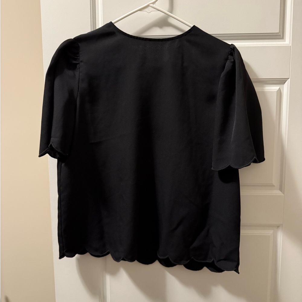 Black Scalloped Lined Blouse